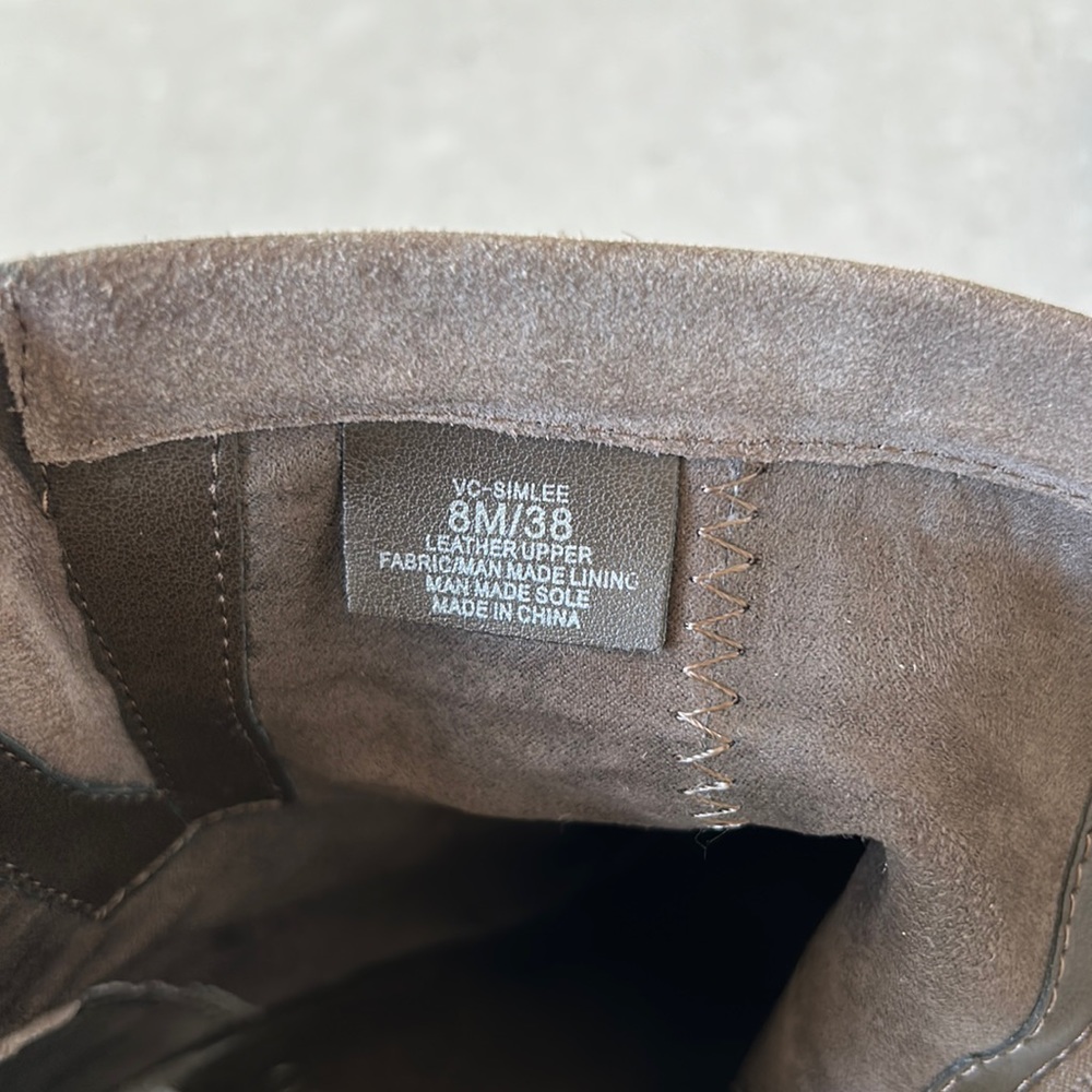 Vince Camuto "Simlee" Soft Tan Suede Leather Buckle Detail Side Zip Ankle Boots - Picture 3 of 16